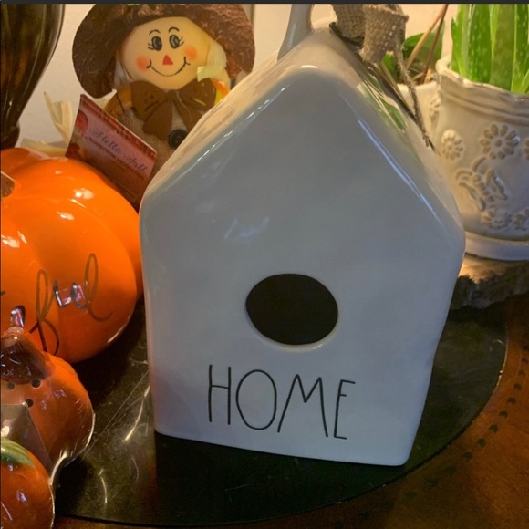 Rae Dunn “HOME “Bird house with Burlap Bow NWT